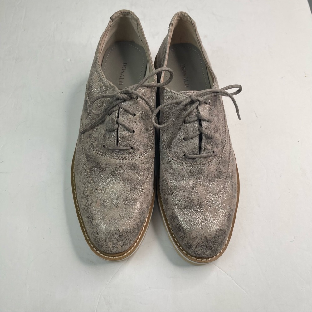 Donald Pliner women's Tandi‎ Brown Metallic Leather Oxford Lace Up Loafer 7.5M - Picture 2 of 8